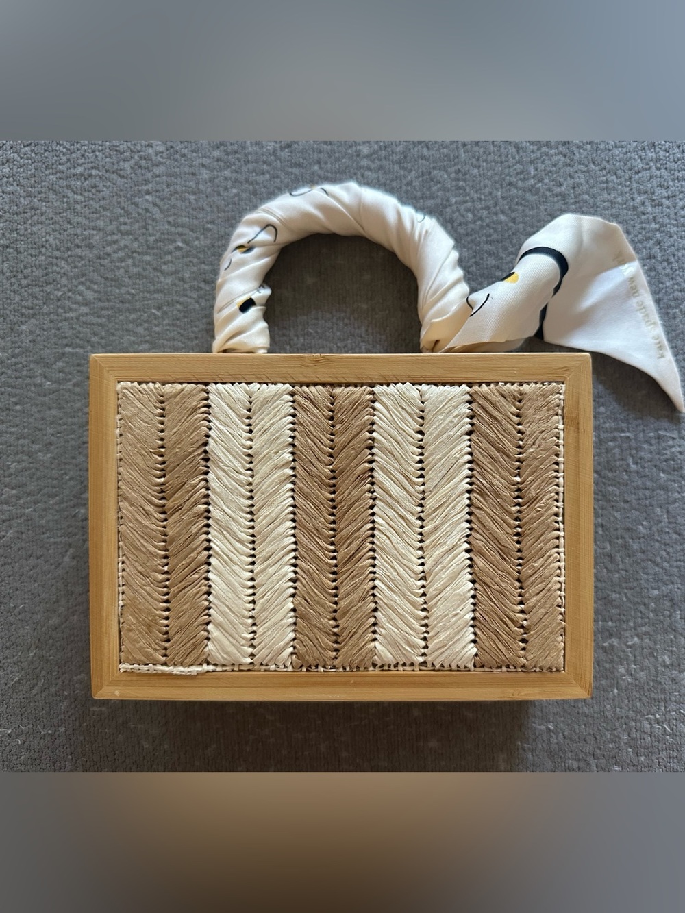 Zara Natural and Cream Woven Straw Tote with Twisted Scarf Handle